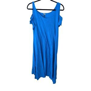 Comfy Usa Blue‎ Striped Cold Shoulder Shirt Dress Size Large